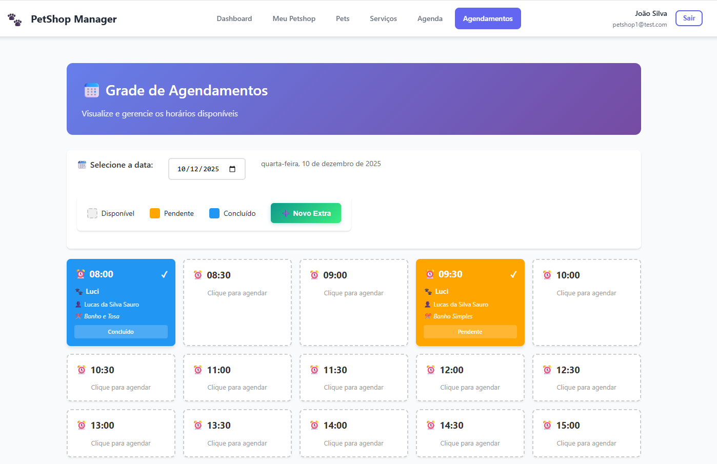 Sistema de agendamento online para petshop
